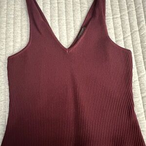 House of Harlow 1960 Deep Red Ribbed Tank Top